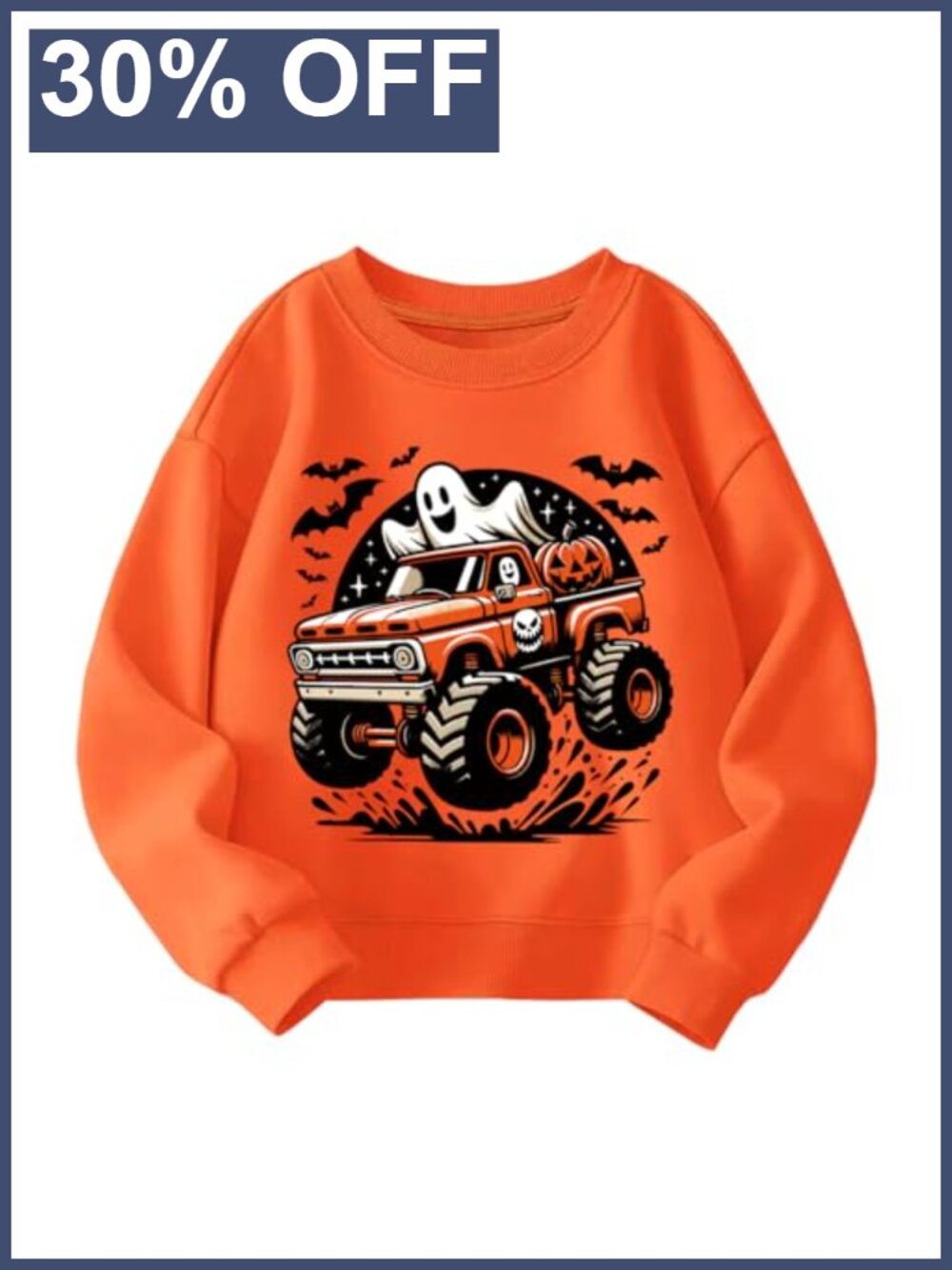 Kids Halloween Sweatshirt Pumpkin Ghost Bat Crewneck Long Sleeve Toddler